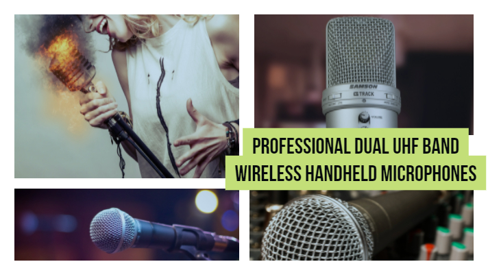 Professional Dual UHF Band Wireless Handheld Microphones