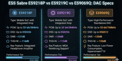 ESS Sabre ES9218P vs ES9219C vs ES9069Q DAC Specs