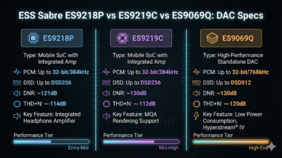 ESS Sabre ES9218P vs ES9219C vs ES9069Q DAC Specs