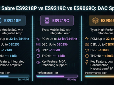 ESS Sabre ES9218P vs ES9219C vs ES9069Q DAC Specs